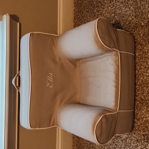 Pottery barn gray chair embroidered "Ella"